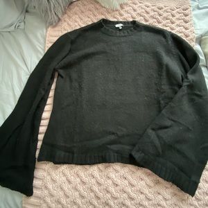 Black sweater, bell bottom sleeve